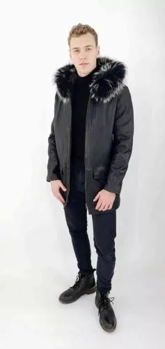 Leather Coat Levinsky Vance black