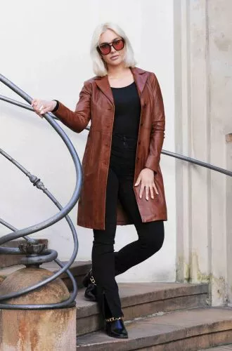 Leather Coat Levinsky Erika Lambskinleather Cognac