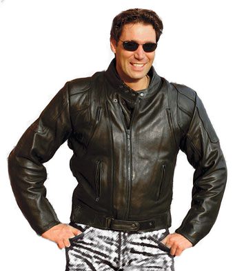Motorcycle Leather Jacket Skorpion Racing Cownappaleather black