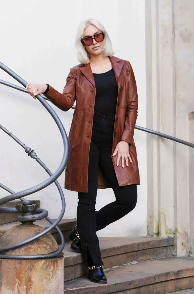 Ledermantel Levinsky Furs Erika Cognac-Braun